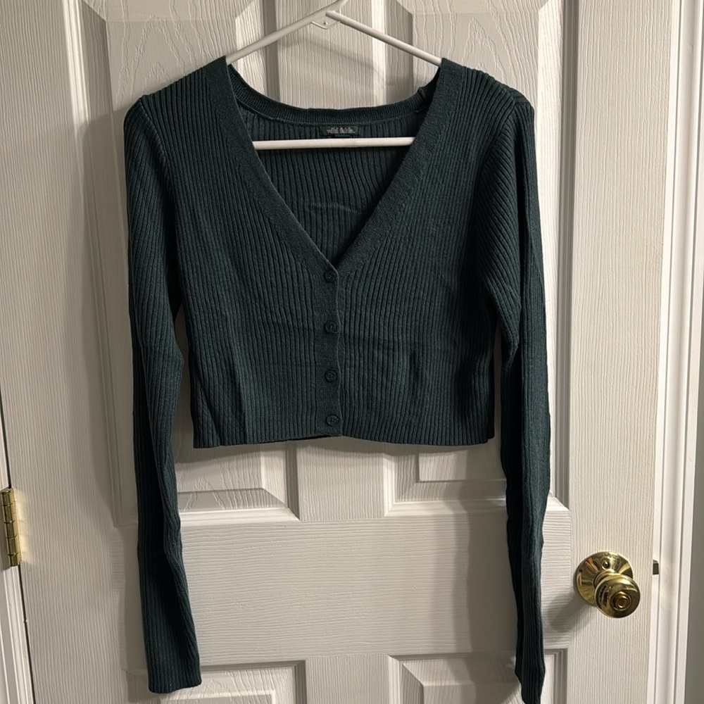 Ribbed Long Sleeve Cropped Cardigan